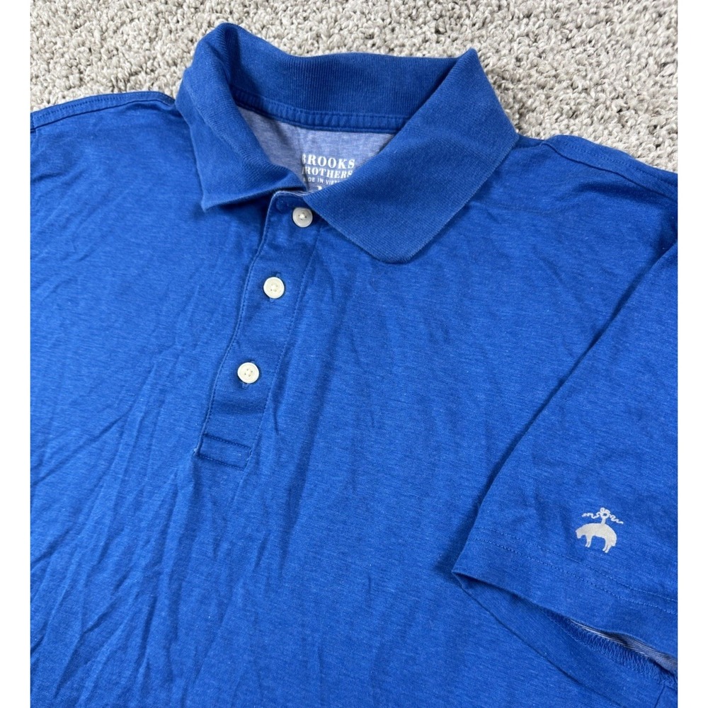 Brooks Brothers Mens Short Sleeve Polo Shirt Blue Logo Medium‎